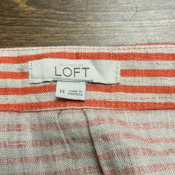 Ann Taylor LOFT Pink and Orange Striped Linen Skirt - Picture 6 of 9